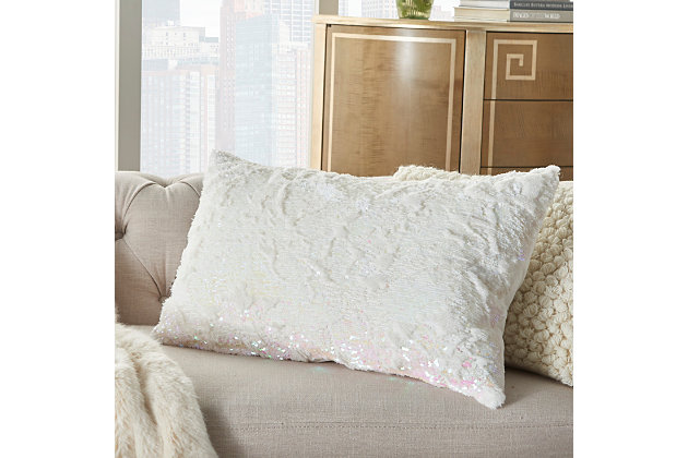 Indulge your taste for luxury with this faux fur sequin pillow. The delicious texture adds a certain decadence to your space. Toss this sumptuous pillow anywhere you want to create an inviting, artistic ambiance.Made of polyester, sequins and faux fur | Soft polyfill | Zipper closure | Spot clean | Imported