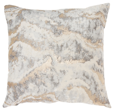 Modern Metallic Marble Pillow, Ash Gray