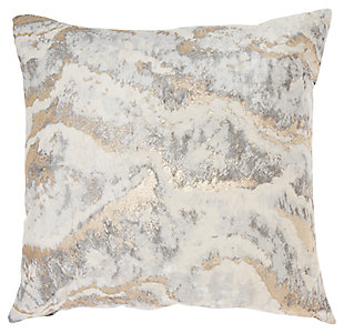 Modern Metallic Marble Pillow, Ash Gray, large