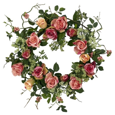 Home Accent Rose Wreath, Pink