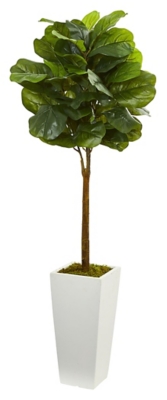 Home Accent 4’ Fiddle Leaf Artificial Tree in White Tower Planter, , large