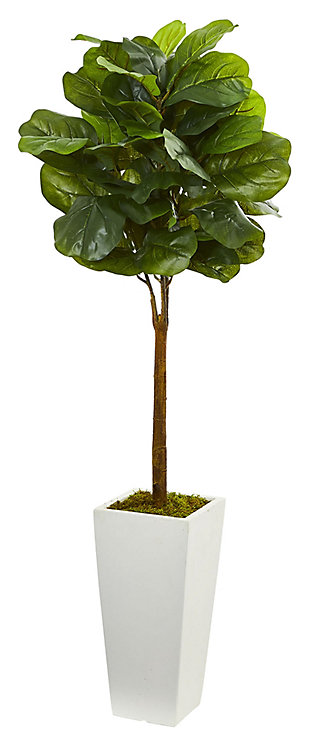 Home Accent 4’ Fiddle Leaf Artificial Tree in White Tower Planter, , rollover