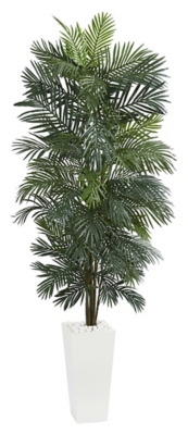 Home Accent 7’ Areca Artificial Tree in White Tower Planter, , large