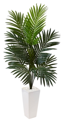 4.5’ Kentia Palm Tree in White Tower Planter | Ashley Furniture HomeStore