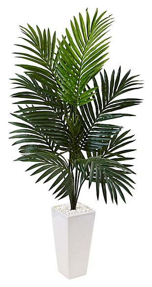 Home Accent 4.5’ Kentia Palm Tree in White Tower Planter, , large