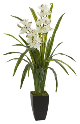 "39" Cymbidium Orchid Artificial Plant", White