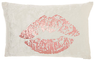 Modern Metallic Lips Luminescence Rose Gold Pillow, , large