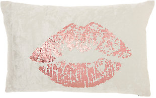 Modern Metallic Lips Luminescence Rose Gold Pillow, , rollover