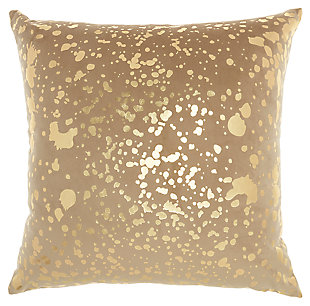 Modern Metallic Splash Luminescence Beige Pillow, Beige, large