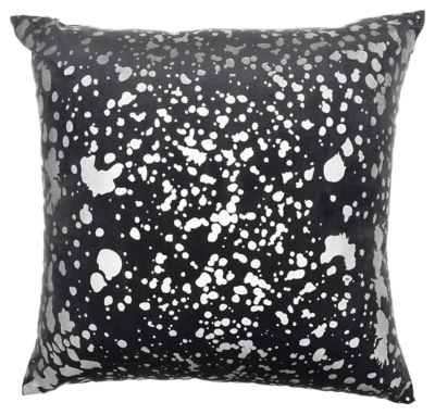 Modern Metallic Splash Luminescence Charcoal Pillow, Gray, large