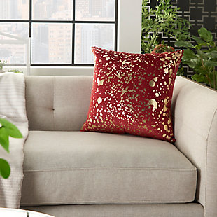 Spatter your home with style. The metallic print of this decorative pillow brings light into your space in a cool, modern way. Reminiscent of mid-century art, it makes a splash anywhere you toss it.Made of polyester | Handcrafted | Soft polyfill | Zipper closure | Spot clean | Imported