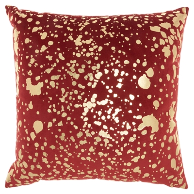 Modern Metallic Splash Luminescence Deep Red Pillow, Red, large