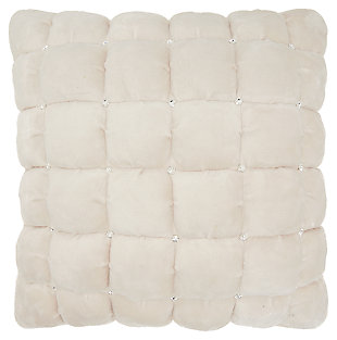 Mina Victory Mina Victory Sofia Quilted Swarovski 20" x 20" Ivory Indoor Throw Pillow, , large