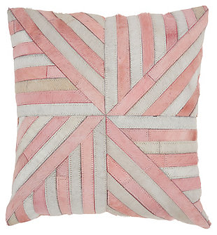 Hair on hide leather gets a rosy upgrade in this decorative pillow. Hand cut pieces are skillfully sewn together to create a high-fashion accent with a unique texture and unmistakable style.Hair on hide leather front; polyester back | Handcrafted | Soft polyfill | Zipper closure | Spot clean | Imported