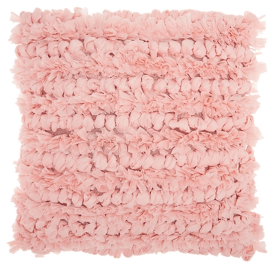 Modern Paper Loop Shag Beige Pillow, Pink, large