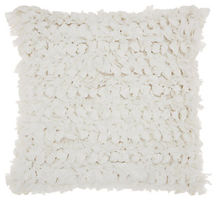 Modern Paper Loop Shag White Pillow, White, large
