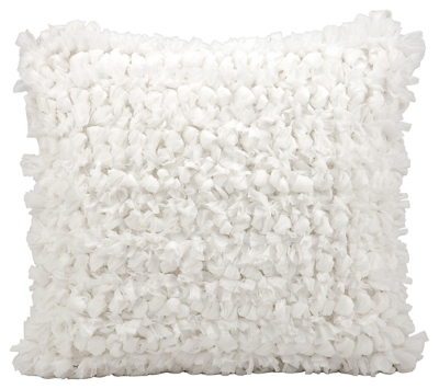 Modern Loop Shag White Pillow, White, large