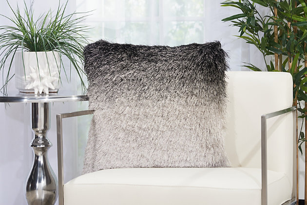 Add lush texture and a cool vibe to your decor with this funky pillow. With an ombre effect, this handcrafted piece brings a sophisticated yet fun texture to your space.Polyester front; velvet back | Handcrafted | Soft polyfill | Zipper closure | Spot clean | Imported