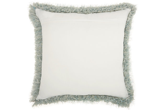 Add lush texture and a cool vibe to your decor with this funky pillow. With soft shag, this handcrafted piece brings a sophisticated yet fun texture to your space.Polyester front; velvet back | Handcrafted | Soft polyfill | Zipper closure | Spot clean | Imported