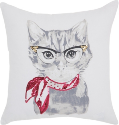 Modern Cassic Kitty White Pillow, , large