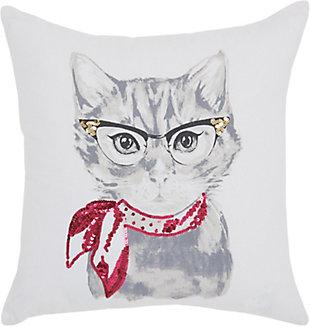 Modern Cassic Kitty White Pillow, , rollover