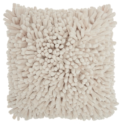 Modern Velvet Sponge Finger Life Styles Ivory Pillow, White, large