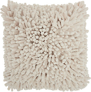 Modern Velvet Sponge Finger Life Styles Ivory Pillow, White, rollover