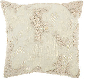 Modern Distressed Texture Luminescence Ivory Pillow, White, rollover