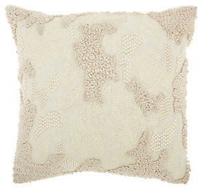 Modern Distressed Texture Luminescence Ivory Pillow, White, large
