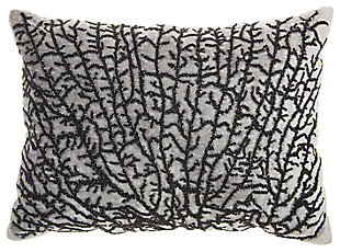 Modern Beaded Coral Luminescence Gray/Black Pillow, , large