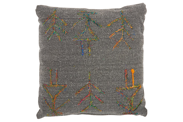 Accent your space with the stylistic figures on this decorative pillow. For style and comfort, toss this cushion anywhere.Made of cotton | Handcrafted | Soft polyfill | Zipper closure | Spot clean | Imported