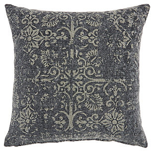 Modern Distress Damask Life Styles Charcoal Pillow, , large