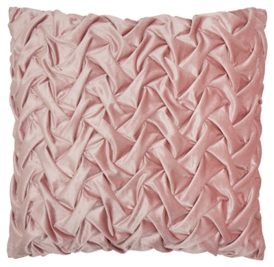 Modern Velvet Pleated Waves Life Styles Blush Pillow, Pink, large