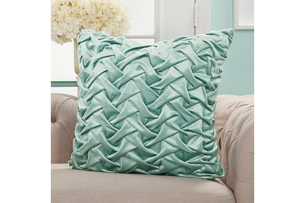 With chic fabric highlighting your style, you can elevate your space with this decorative pillow. The pleated waves add interest and texture to the luxurious look.Made of polyester | Handmade | Soft polyfill | Zipper closure | Spot clean | Imported