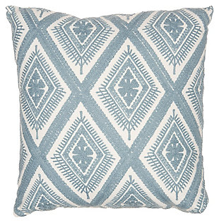 Modern Crochet Diamonds Life Styles Ocean Pillow, Blue/White, large