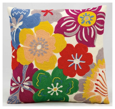 Modern Wild Flowers Life Styles Multicolor Pillow, , large