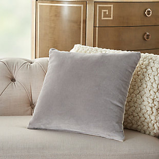 Modern Solid Velvet Life Styles Gray Pillow, Gray, rollover