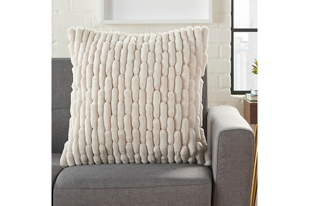 Drop some texture into your space with this cleverly stylish pillow. Crafted of velvet with a cobblestone texture, this cushion adds visual value to your home decor.Polyester front; polyester velvet back | Handcrafted | Soft polyfill | Zipper closure | Spot clean | Imported