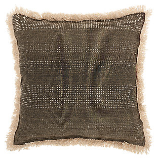 Modern Stonewash Life Styles Charcoal Pillow, Gray, large
