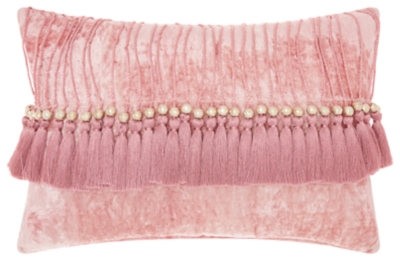 Modern Velvet Tassels Life Styles Rose Pillow, Pink, large
