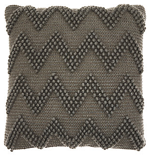 Modern Large Chevron Life Styles Charcoal Pillow, Gray, large