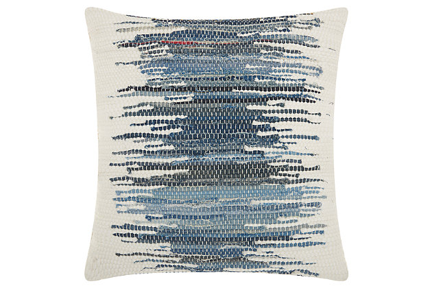Drop some texture into your space with this cleverly stylish pillow. Crafted of woven denim, this cushion adds visual value to your home decor.Made of cotton | Handcrafted | Soft polyfill | Zipper closure | Spot clean | Imported