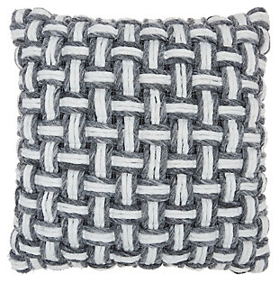 Modern Basketweave Life Styles Gray Pillow, , large