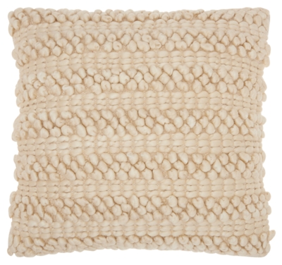 Modern Woven Stripes Life Styles Beige Pillow, Beige, large