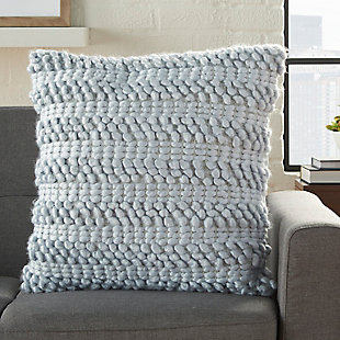Add fresh style to any space with the versatile texture of this pillow. Toss it anywhere you want funky-cool comfort.Acrylic front; cotton back | Handmade | Soft polyfill | Zipper closure | Spot clean | Imported