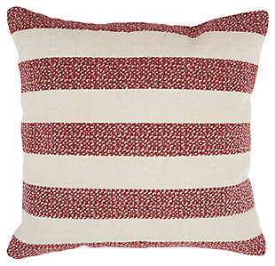 Modern Printed Stripes Life Styles Red Pillow, , large