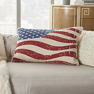 Let your fun flag fly! Reminiscent of the american flag waving in the wind, this decorative pillow creates a happy feeling in your home.Made of cotton | Handcrafted | Soft polyfill | Zipper closure | Spot clean | Imported