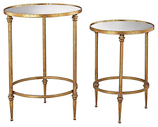 Modern Alcazar Accent Tables in Antique Gold and Mirror (Set of 2), , large