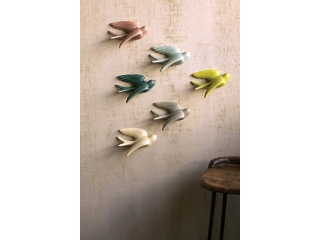 Kalalou Decorative Set of 6 Hanging Ceramic Swallows
