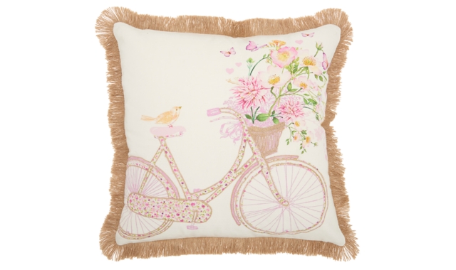 Decorative Mina Victory Life Styles Spring Bicycle Pillow